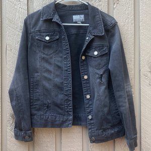 Distressed Black Jean Jacket